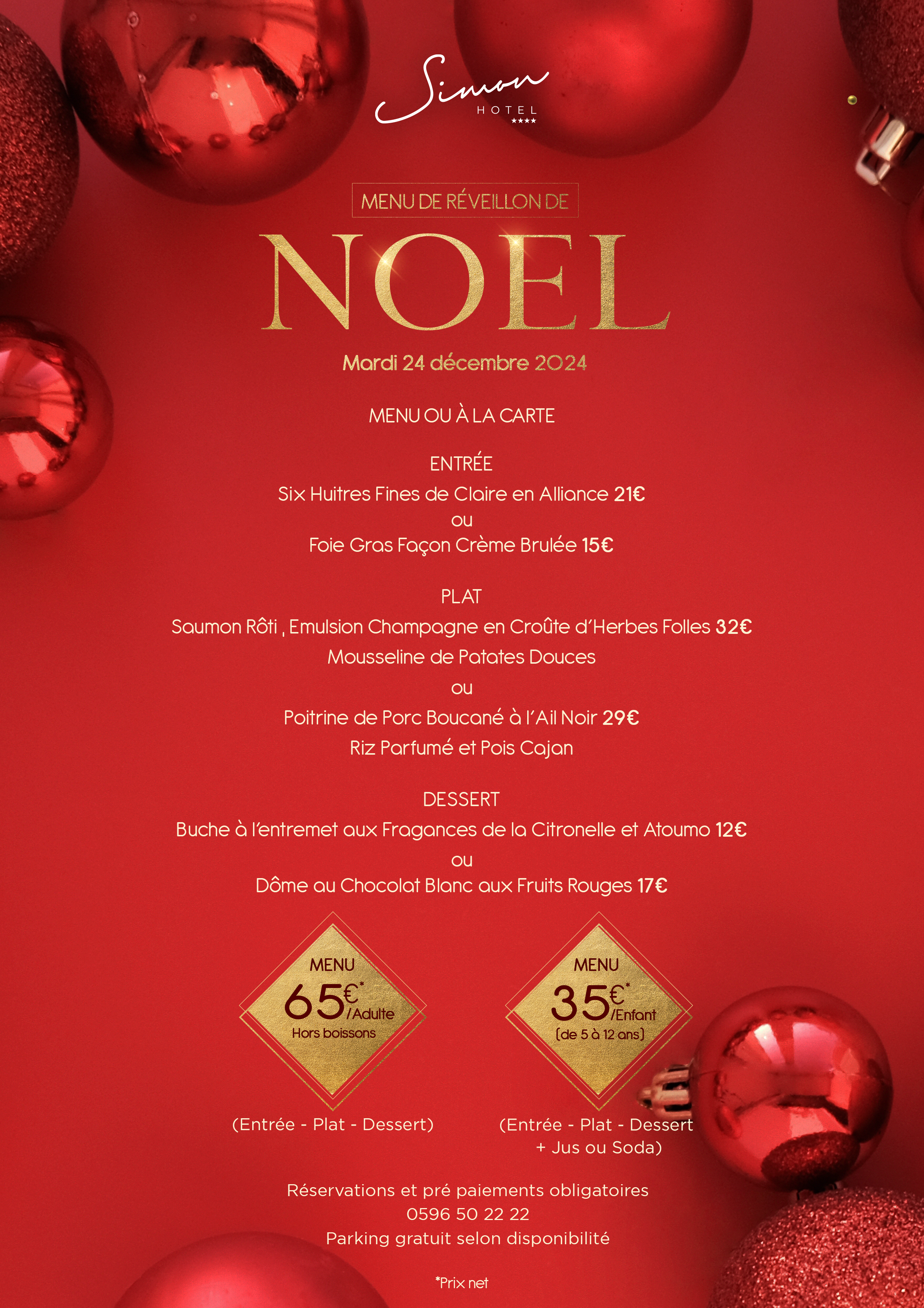 Menu de réveillon de Noël